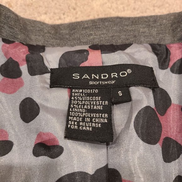 Sandro Sportswear Gray Belted Short Jacket Women's Size S - Picture 3 of 9